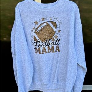 Hanes Light Heather Gray Sweatshirt with Glitter Gold Football Design